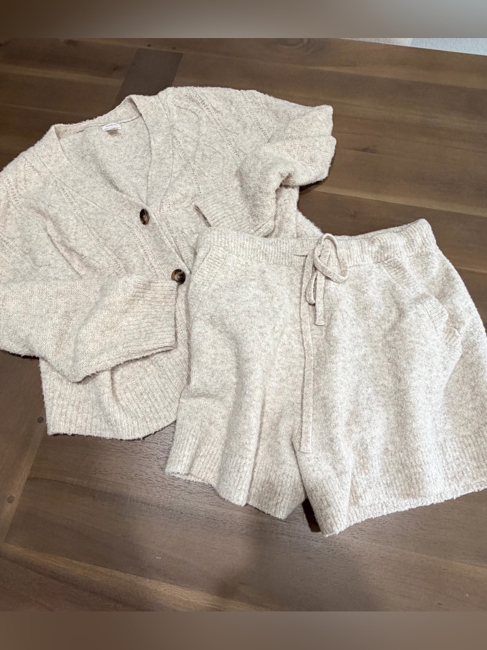 Auden Cream Knit Cardigan and shorts set. Like new. Medium